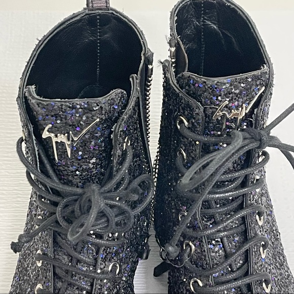 Giuseppe Zanotti sz 36.5 lace up combat boots glitter - Picture 8 of 15